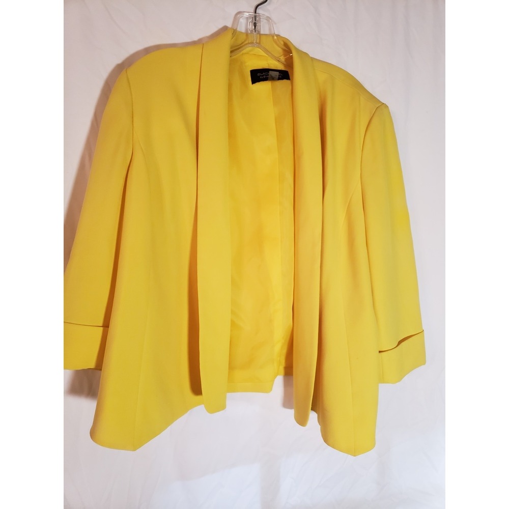 Women's Black Label By Evan Picone Yellow Open Front Blazer Size 16